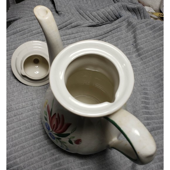 Longchamp of France Vintage 9" Red Tulip Collectible Tea Pot Coffee Pot as is - Picture 6 of 11